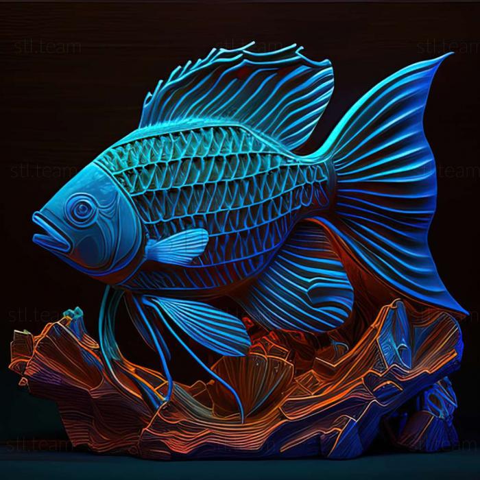 Animals Blue neon fish